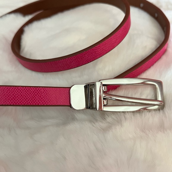 Express women’s size medium reversible pink and brown thin belt, silver hardware - Picture 4 of 6